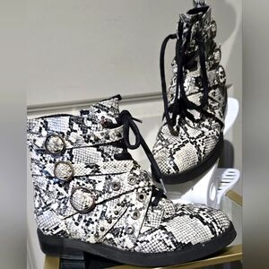 Snake skin combat boots size 7